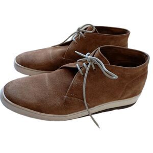HESCHUNG Mens Oxfords Tan Brown Suede Shoes Size 8 EU 41 Classic Lace Up Chukka